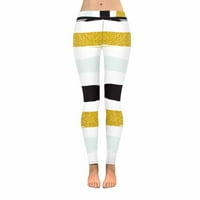 Striped Gold Plave Mint Bijele i crne linije Ženske rastezmene kapri vuče Yoga trčanje pant m