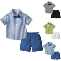 Dečaci dečaci Ležerne košulje kratkih rukava Striped Tops Shorts sa kravatom dečjim dečjim odećima