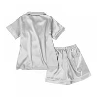 Baywell Pajemma set za dječji dječak Dječak Girl Button-up svilena pidžama spavaći odjeća salon dnevna odjeća Pokloni za djecu Siva 4-10T
