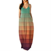 Ljetne haljine za žene cvjetni V-izrez Maxi dugačka boemijska putna haljina s smećem 5xl
