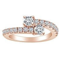 0. Carat okrugli bijeli prirodni dijamant dva kamena godišnjica vjenčani prsten za vjenčanje u 14K čvrstih