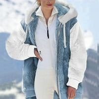 Edvintorg kaputi za žene Zimska prodaja klirence modne žene toplo FAU kaput jakna zima zipper dugih rukava Outerwer plavi xxl