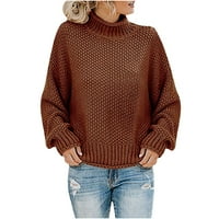 apsuyy Fall vrhovi za žene - ležerne čvrste pletenje dugih rukava pulover džemper posad izrez labavi