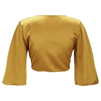 Ženska ljetna puna boja casual čipka otvorena kratka gornja Plus veličina obrezana vrhova slatka ljetna odjeća