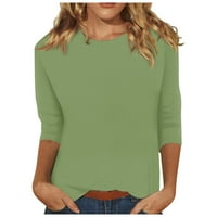 Bluze za žene okrugli vrat s rukavima od tiskanog zelenog XXL