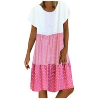 Qilakog Moda ljetna ženska haljina casual labava strip tat rever pune suknje za patchwork V-izrez kratke
