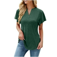Majice za žene Zelene ponude za čišćenje Žene V- izrez Solid Boja kratki rukav Poklon poklon za ženske vrhove