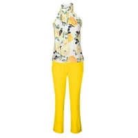 Žene dva ljeta setova Dressy Casual Cvjetni vrhovi sa čvrstim olovkama postavljaju formalne odjeće za