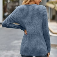 Usmixi džemper za žene ženski džemper vrhovi modne tipke u V V izrez mekani ugodan pleteni pulover džemper Zimski rukav čvrsti putni pukovnik na vrhu klina