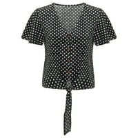 Hanzidakd vrhovi za žene Žensko dugme za kratki rukav up mljeveni gumb Ispiši majicu Modna košulja za