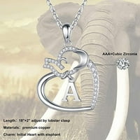Gyouwnll Goodluck Elephant Love Heart Privjesak ogrlica nakit za žene