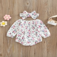 Binwwede Baby Girl Romper Cvjetni print Design Dizajn dugih rukava Donje učvršćivanje Slatki kombinezon