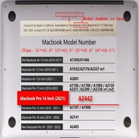 Teška ljuska kompatibilna - Objavljena MacBook Pro 14 sa XDR displejnom dodirom TIP C kablske kravata Model: A & A perjanski serija 0004