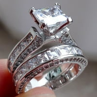 Prstenovi 2-in- Ženski vintage bijeli dijamantski srebrni angažman vjenčani set prstena