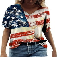 Dabuliu Američka zastava Majica Žene USA Star Stripes Četvrti Juli Majice Četvrti srpnja Thirts za žene