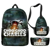 Choo-Choo Charles School Dobass setovi ležerne patentne torbe u jedinstvenoj torbi za olovku