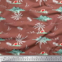 Soimoi smeđa pamučna voirana tkanina od palma i sunca plaža za sunčanje Ispis tkanina sa dvorištem širom