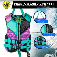 Body rukavica - Phantom PFD-Child Life Jacket -Child, Unisex, Jedna veličina, Aqua, za djecu 30- lbs