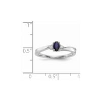 Bijeli sterling srebrni prsten za rođenje rujna rujan zaokružena nazad Sapphire, laboratorija je stvorila oval plavi dijamant