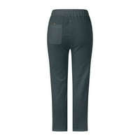 Hlače za žene Ležerne prilike Ležerne prilike sa visokim strukom Capri sa džepovima široka noga obrezana za pantalone za žene