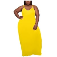Clearsance Ljetne haljine za žene Dužina bez rukava Ležerne prilike Maxi Solid Halter Haljina žuta 3xL