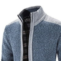 Muški puni Zip Cardigan džemper Slim Fit kabel pleteni zupci sa džepovima sa džepovima džemper s džemper