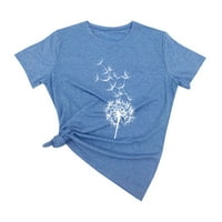Yubatuo ženski ljetni kratki rukav Crta kratkih rukava majica casual bandelion tisak za žene svijetlo plave s