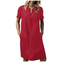 Ženske haljine kratki rukav iznad koljena casual a-line ispisana scoop vrat ljetna haljina crvena 3xl