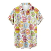 Zermoge Bluzes Majice za muškarce na čišćenju Prodaja Men Casual tipke Uskršnji ispis sa džepnim pauzicom