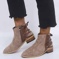 Ženske čizme za gležnjeve Lapard tisak čipke Vintage casual cipele Khaki veličine 7