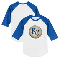 Toddler Tiny Turpap White Royal Kansas City Royals ušiveni bejzbol 3 majica sa 4 rukava Raglan
