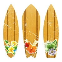 Drvene surfanje sa cvjetnim zidnim zidnim naljepnicama naljepnica, Wallmonkeys Ogulja i stick Vinyl