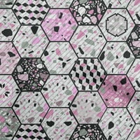 Onuone pamučne kambričke lagane ružičaste tkanine Geometrijski šesterokutni kamen Teksture DIY odjeća