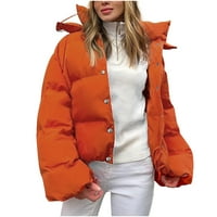 Ženska jakna za puffer dugih rukava od pune boje, udobna jakna od vjetroelektrane