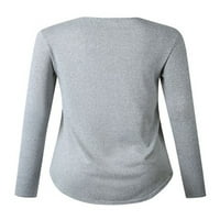 Dame majica dugih rukava Theee Solid Color Majica Works Mekani pulover Grey XL