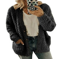 Lilylll Plus veličina S-5XL ženska teddy medvjed fleece kardigan jakna zimska džemper kaput