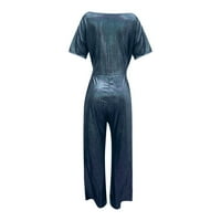 IOPQO Jumpsuitsi za žene Ženska elegantna haljina set banket večernjim kombinezon Elegantni udarci za rame za žene za žene Blue XL