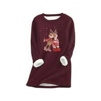 Yyeselk Womens Božićni pulover Fleece Crewneck Duksev Ležerne prilike Sherpa obložena sportskim salona Tunički vrhovi bluza za zimu