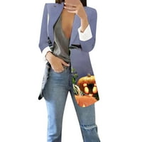 Ženska casual modni print rever s dugim rukavima Mala jakna, svijetlo ljubičasta