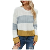 Cuoff ženski modni džemperi za žene plus veličina casual casure pulover pruga kontrastne boje kratkih
