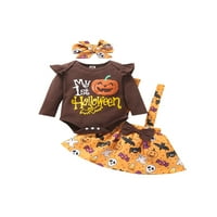 Meihuida Girl Halloween Print Romper i suspender suknje sa trakom za glavu