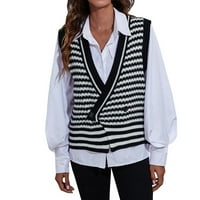 Džemper za žene Žene Jesen zima Top Striped Knit Cardigan Duks Vest Vest Fall Outfits