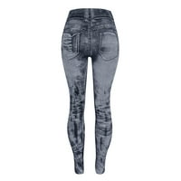 Wiueurtly Casual gamaše za žene sa džepovima Ženske traperice Donje hlače obojene joge hlače, visoko elastične tanke pantalone od devet minuta
