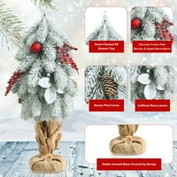 19 Snow Wacked stoltop božićnog borovog stabla W Pine konusi i crveni berr