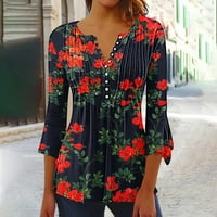 Bluze za žene Dressy Ležerne prilike modne rukave s rukavima V izrez Ruched Tunic Cvjetni plus Bluze