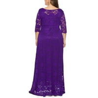 Charella ženska modna velika veličina šuplje čipkaste džepove haljina večernja haljina duga suknja ljubičasta,