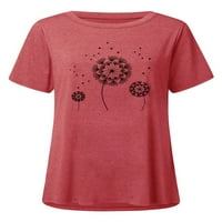 XXLVision Women DANDELION Print kratki rukav Tee okrugli vrat Baggy casual top majica