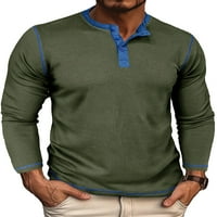 Keeccty Muška boja Blok svestrane dugih rukava Henley Retro majice