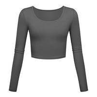ManXivoo ženski vrhovi ženske modne lagane joge gornji dijelovi Slim Fit s dugim rukavima THIrts bluza