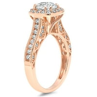 2. CT okrugli rez originalni kultivirani dijamant SI1-si G-H 14K Rose Gold Halo Obećaj vjenčanja Izjava o vjenčanju Engagement Dizajnerski prsten W Crystal Boide Stones veličine 10